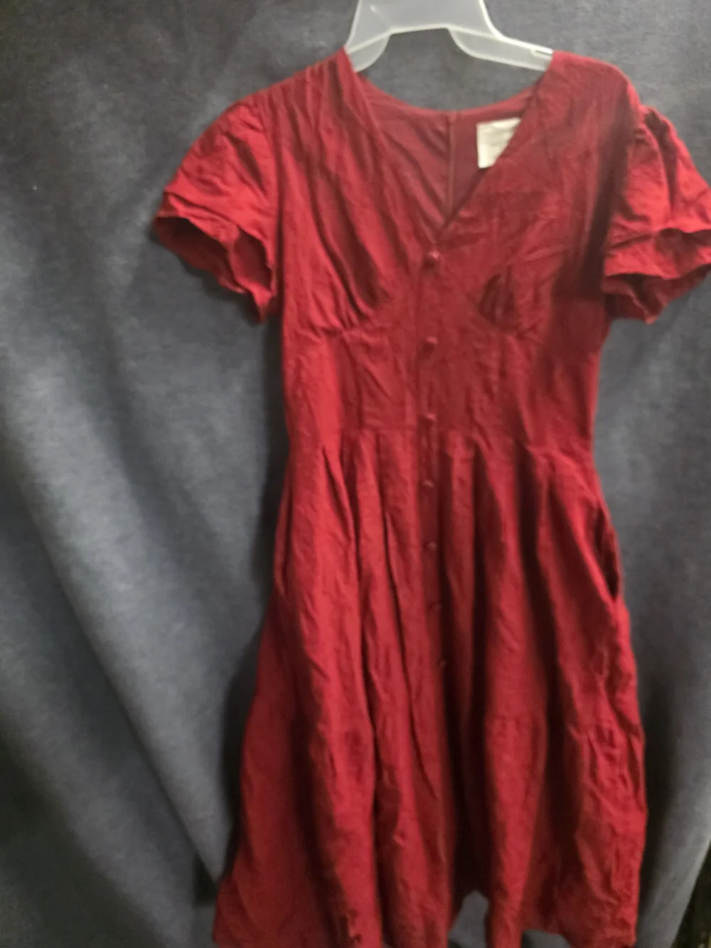 C. Wonder Red V-Neck Button-Front Midi Dress - Picture 3 of 7